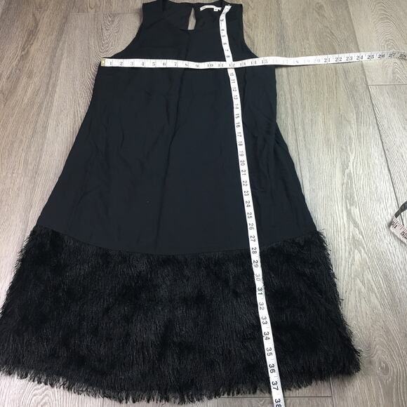 Rachel Rachel Roy Sleeveless Faux Fur Trim Shift Mini Dress Black Small - Picture 8 of 8